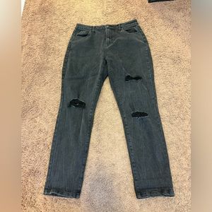 Fashion Nova Black Skinny Destroyed Jeans High Rise Size 11 30